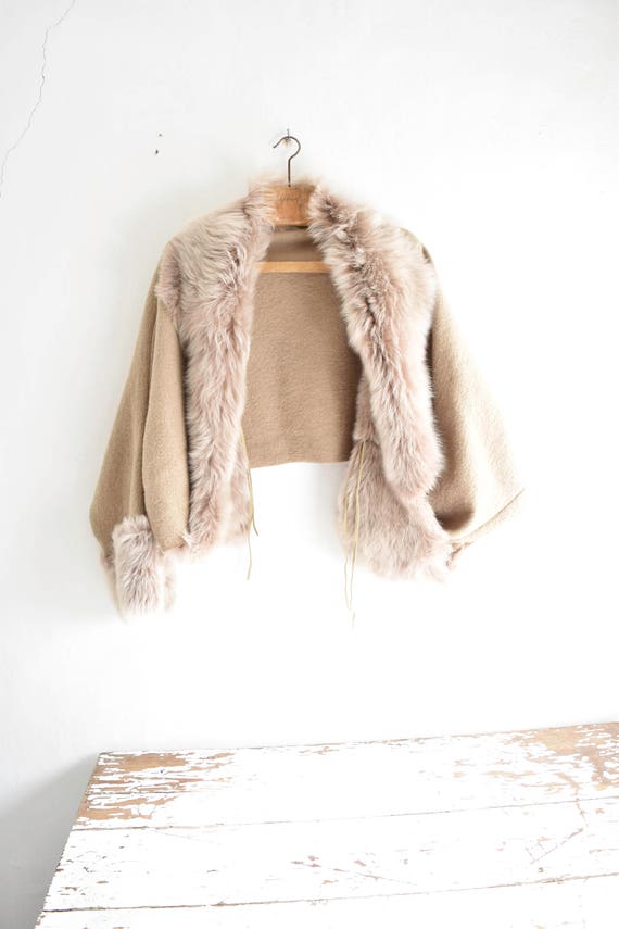 Shearling and wool cape jacket. Byloom & Hyde.