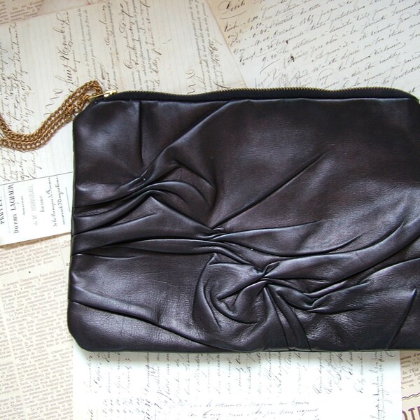 RESERVED FOR ELIZABETH - Midnight Blue to Black Leather Clutch