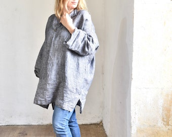 Oversize Boyfriend Shirt in Washed Linen