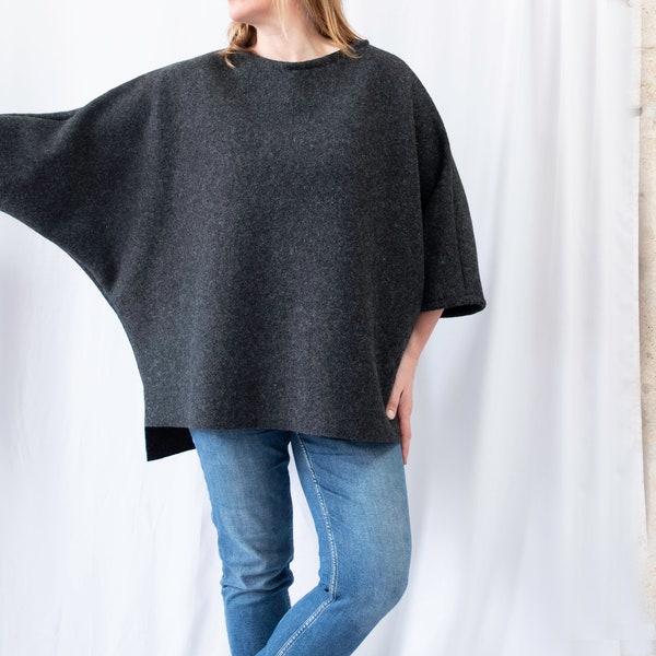 Tunique oversize en laine bouillie