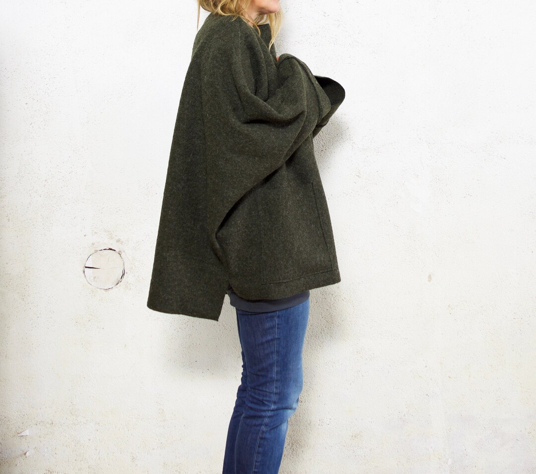 ANOUK Oversized Boiled Wool Sweater with High Funnel Neck