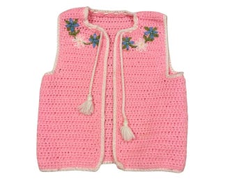 Pink Crochet Sweater Vest: 3T