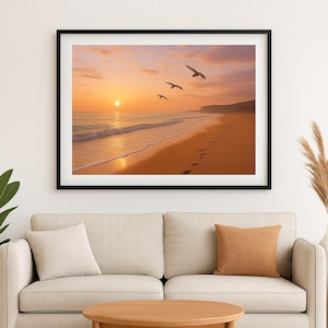 Golden Serenity – Coastal Sunset Beach Print | Small Wall Art Decor - Etsy
