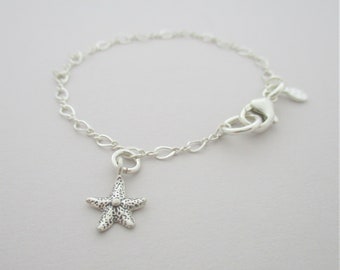 Tiny Star Fish, Starfish Bracelet silver, Sea Star bracelet,Beachy Bracelet,Dainty Bracelet, Starfish Jewelry,Small Starfish, minimalist
