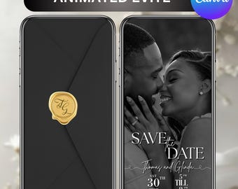 Animated Wedding Evite. Save The Date Video Invitation, Celebration Invite, Wedding Date Evite, Getting Married Invite, DIY Canva Editable