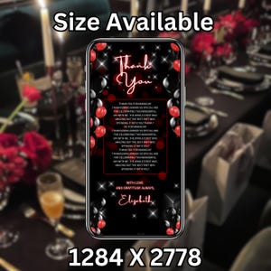 Digital Birthday Dinner invitation, Black/Red Birthday Dinner, Digital Birthday Party Invite, Birthday Party evite, Canva Editable Template