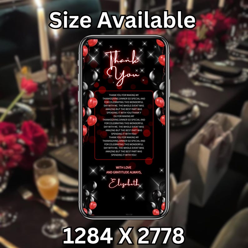Digital Birthday Dinner invitation, Black/Red Birthday Dinner, Digital Birthday Party Invite, Birthday Party evite, Canva Editable Template