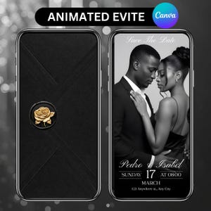 アニメーション付きSave The Dateビデオ招待状、結婚式デート招待状、お祝い招待状、結婚デジタル招待状、CanvaでDIY