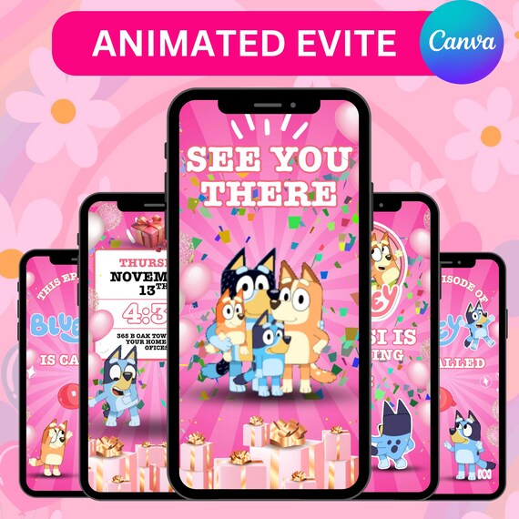 Bluey Birthday Evite, Bluey Video Invitation, Bluey Evite, Birthday  Video Invite, Bluey Animated Invite Video, Canva Editable