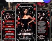 Digital Birthday Dinner invitation, Black/Red Birthday Dinner, Digital Birthday Party Invite, Birthday Party evite, Canva Editable Template