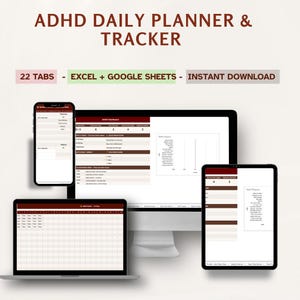 ADHD Digital Planner | Executive Dysfunction Organizer | Neurodivergent Daily Planner for Focus & Time Management