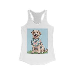 Golden retriever-tanktop dames, hondenliefhebber racerbackshirt, schattige puppy mouwloos T-shirt, zomerdier grafische top, ideale racerback dames
