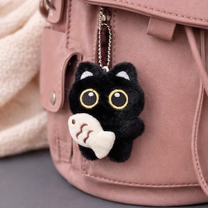 Pluche kat sleutelhanger – tasbedel, cadeau voor haar, kawaii-accessoire