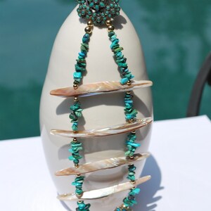 Beaded Bracelet -  Turquoise Bracelet - Shell Beaded Bracelet - Handmade Bracelet - Unique Bracelet