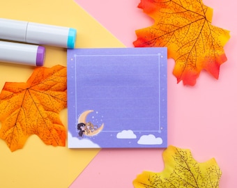 Moonlight Couple Sticky Notes | Romantic Planner Memo Pad | Cute Princess Stationery | Anime Fan Gift | 50 Sheets