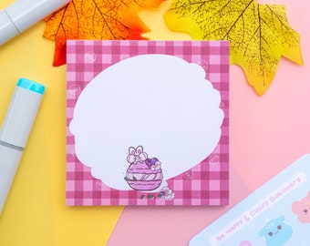 Bunberry the Bunny Memo Pad | Cute Blueberry Macaron Design | Perfect Gift for Notepad Lovers