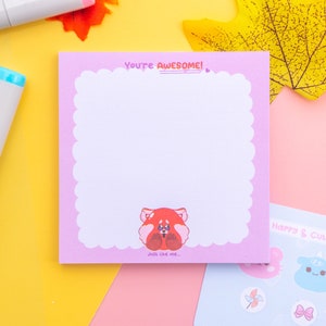 Adorable Red Panda Memo Pad You Are Awesome  50 Sheets | Panda Stationery