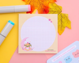 Kawaii Peony Bee Daily Planner | Cute Non Sticky Notes Notepad | Aesthetic To-Do List Memo Pad | Unique Gift for Her