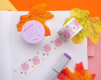 Dangcing Happy Pink Rabbit Washi Tape | Planner Accessories