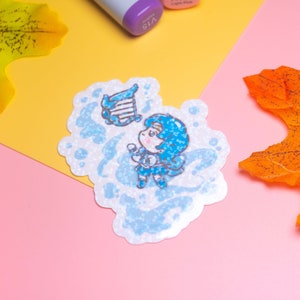 Cute Sailor Mercury Holographic Vinyl Sticker | Waterproof Laptop Stickers | Sailor moon stationary