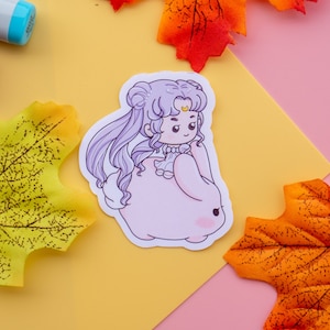 Cute Moon Princess Senerity op een konijn sticker | Waterdichte Planner Decoratie | Leuke Briefpapier Sticker
