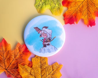 Assassin Cat Round Pocket Mirror | Cute cosmetic compact mirror