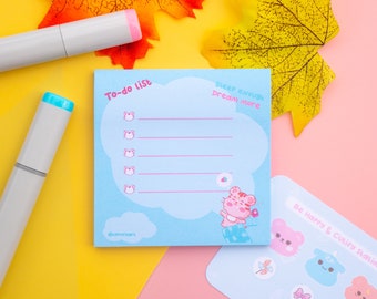 Cute To do Tiger Sticky Notes 50 sheets 3.5"x3.5" | Cute cat to do list | Kawaii animal notepads