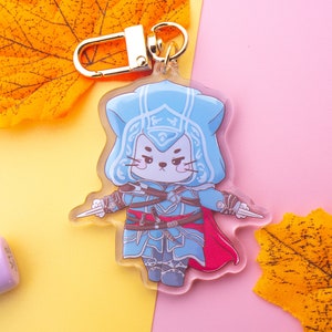 Ezio Assassin cat gold acrylic keychain | Kawaii Assassin Meowy charm
