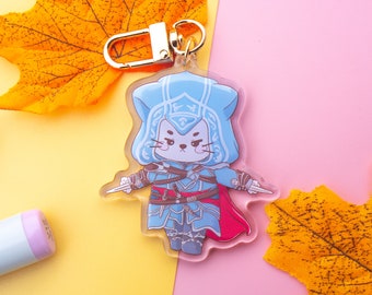 Ezio Assassin cat gold acrylic keychain | Kawaii Assassin Meowy charm