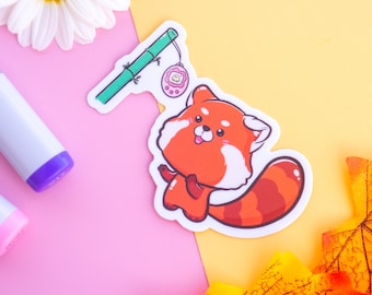 Red Panda Vinyl Sticker | Cute Waterproof Laptop Decal | Kawaii Journal Decoration | Die-Cut Animal Art