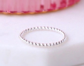 Dotty Silver Ring -Silver Bubble Ring  - Sterling Silver -Silver Band Ring - Stacking Ring - Silver Bead Ring - Plain Band