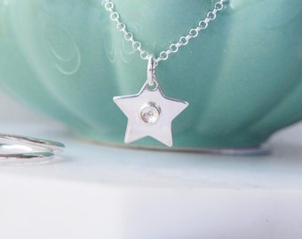 April Birthstone Star Necklace - Personalised birth month jewellery
