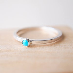 TURQUOISE Silver Minimalist Ring December Birthstone Jewellery Stackable Birthstone Ring Custom Made Gift for Her image 1