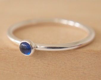 Blue Lab Sapphire Silver Ring - September Birthstone Ring