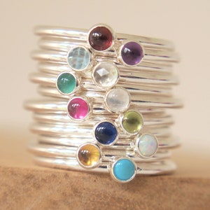 Birthstone Stackers - Sterling Silver Stacking Rings with Birthstones - personalised stacking birthstone rings