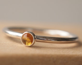 Citrine Silver Ring - November Birthstone Ring - Sterling Silver Citrine Ring - Citrine Jewelry - Yellow Gemstone Ring - Birthstone Jewelry