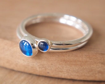 Lab Sapphire Duo Ring Set - September Birthstone Rings