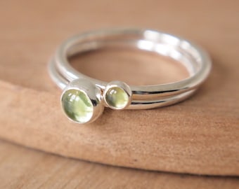 Peridot Duo Ring Set - August Birthstone Rings