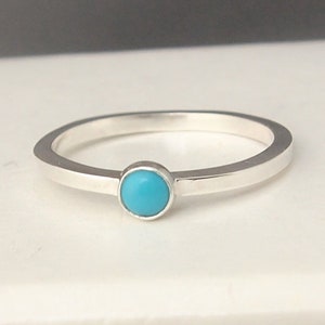 Turquoise Ring - Stacking Sterling Silver Ring - December Birthstone Jewellery - Boho Jewellery - Turquoise Jewellery - 4mm Turquoise Ring