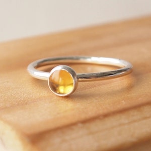 Citrine And Silver Ring November Birthstone Ring Yellow Gemstone Ring image 1