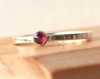 Garnet Ring - Sterling Silver - January Birthstone - Birthstone Ring - Birthstone Jewelry - Gemstone Ring - Dainty Ring - Stacking Ring