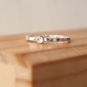 White Topaz April Birthstone Ring, Birthstone Jewellery for April Square