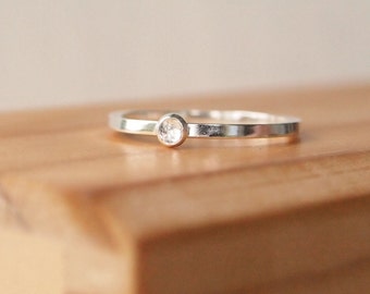 White Topaz April Birthstone Ring, Birthstone Jewellery for April