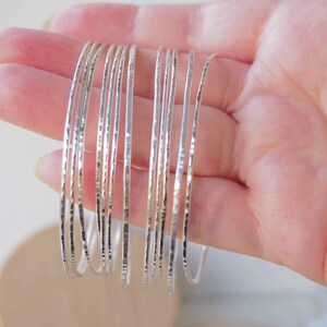 Thin Silver Bangles - Sterling Silver Skinny Boho Stacking Bracelets ...