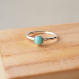 Mixed Birthstone Stacking Rings, Sterling Silver Turquoise. Aquamarine and Moonstone Ring Set, Family Birthstone Jewellery, Mothers Ring image 3