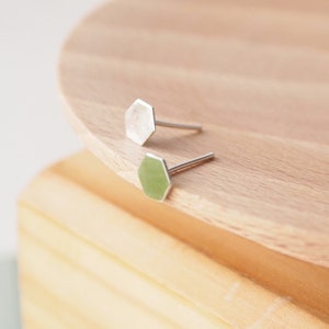 Hexagon stud earrings - Hex earrings - Geometric Studs - Tiny Stud Earrings - Small Honeycomb shaped Earrings - Last Minute Gift