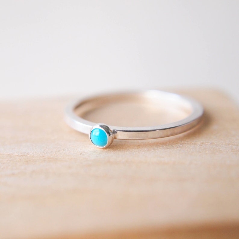 TURQUOISE Silver Minimalist Ring December Birthstone Jewellery Stackable Birthstone Ring Custom Made Gift for Her image 1