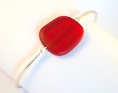 Seaglass Bracelet, Silver, Ruby Red Sea Glass