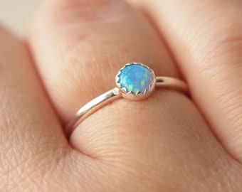 Opal Birthstone Ring - October Birthstone - Opal and Sterling Silver - Gift for October Birthday