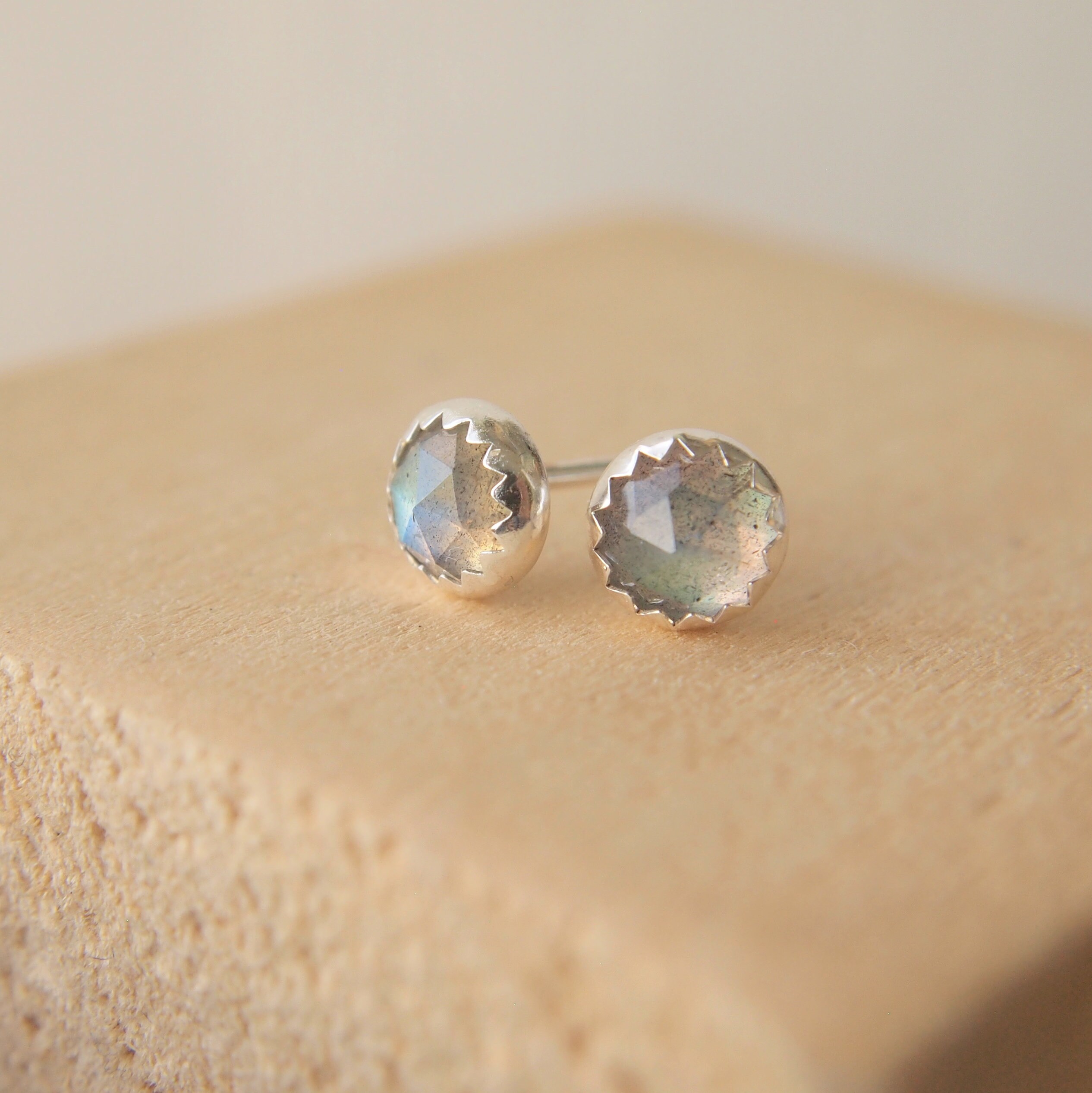Labradorite and Sterling Silver Stud Earrings Gift for Her - Etsy UK
